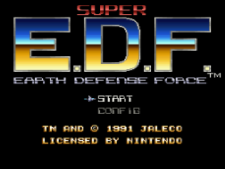 Earth Defense Force title screen for Super Nintendo
